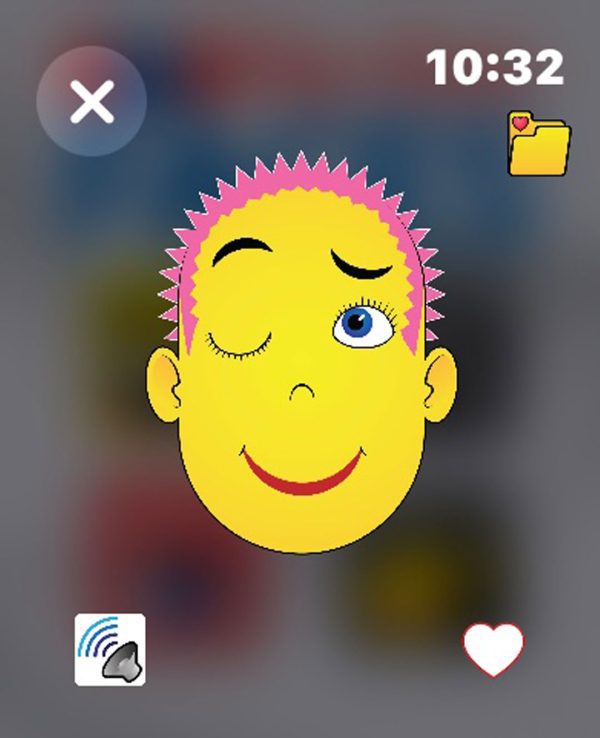 A smiling animated yellow man with spikey pink hair. He has his left eye closed and his right eyebrow raised.