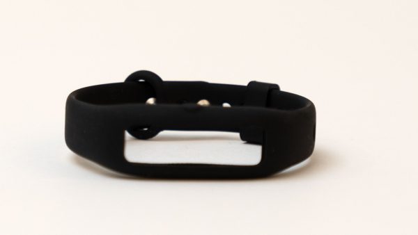 A black replacement OpticAware band that is missing the center module